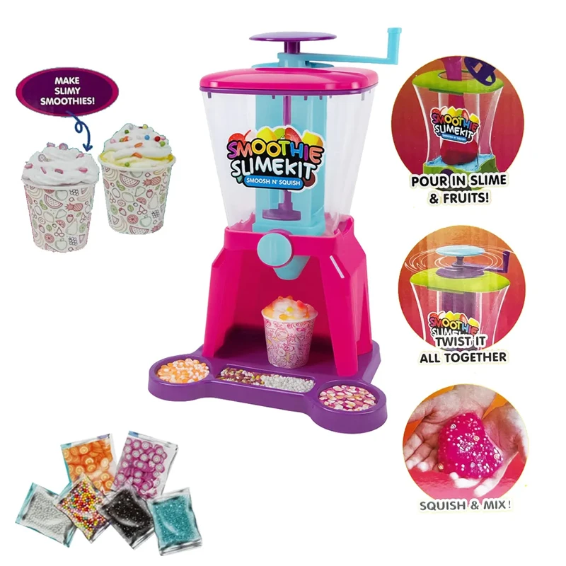 Smoothie Machine Slimekit Smoosh N Squish , Includes 8 packets of scented slime With 6 add-Ins – Ages 6+